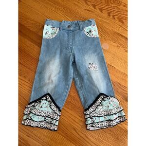 Baby Gassy Gooma embellished ruffle hem jeans‎ size 4 Excellent Adorable